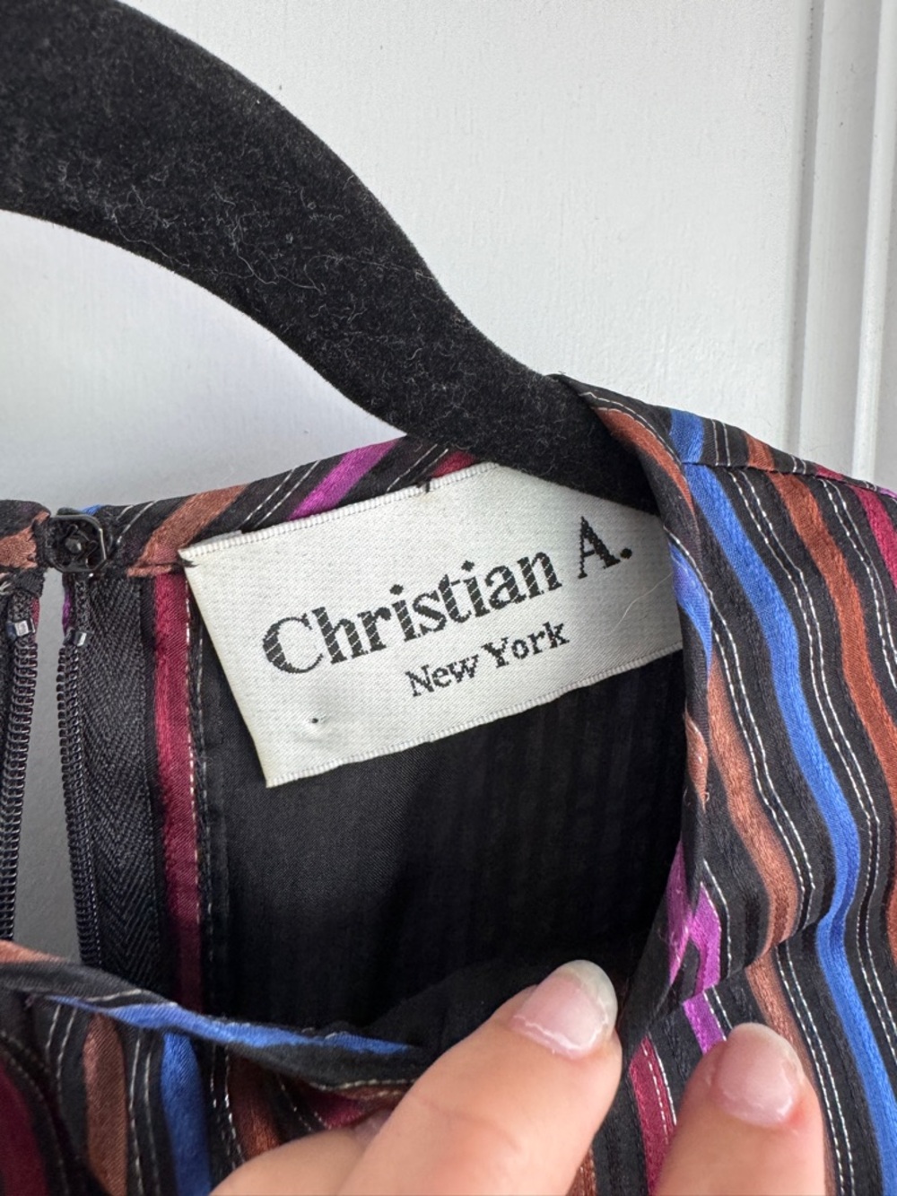 Vintage Christian A Silk Striped Long-Sleeve Women’s Blouse in Multicolor - Picture 2 of 5
